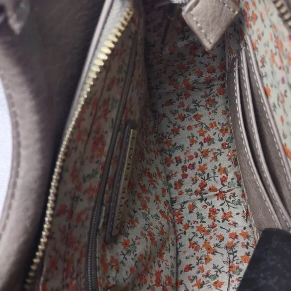 Antik Kraft Round Crossbody Bag Gray Brown Faux Leather Braided Handle - Picture 11 of 14